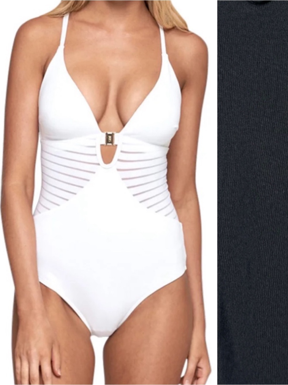Jets Australia By Jessika Allen Plunge V Neck One Piece Swimsuit Black